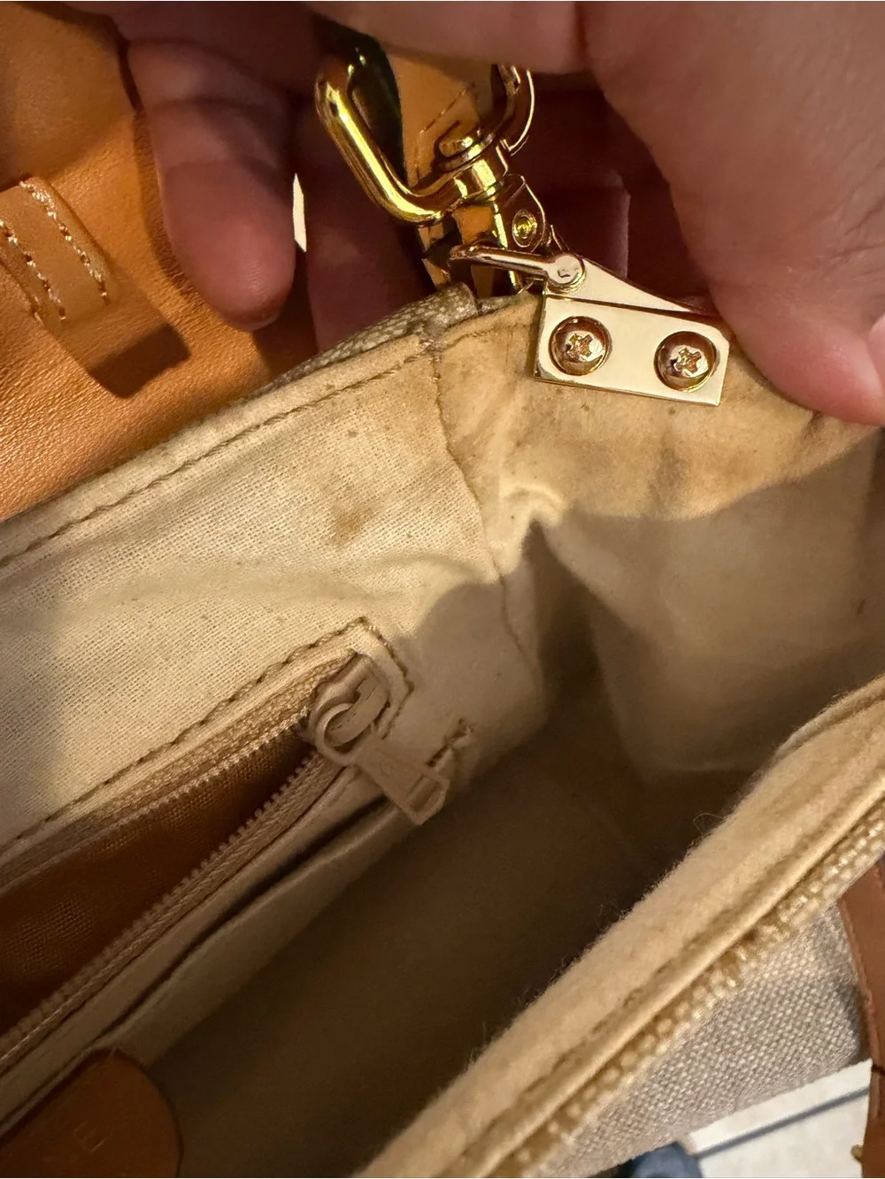 Celine Beige Monogram Triomphe Top-Handle Crossbody